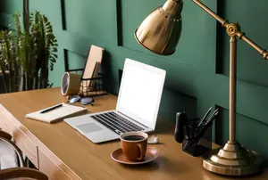 Minimalist desk decor for a woman writer.
