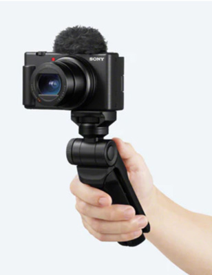 best vlogging camera Sony ZV-1 wireless shooting grip.