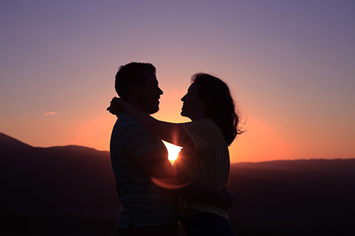 Loving Couple silhouette sunset Loving Couple silhouette sunset