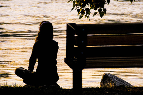 500 Woman Meditate By Bench 500 Woman Meditate By Bench