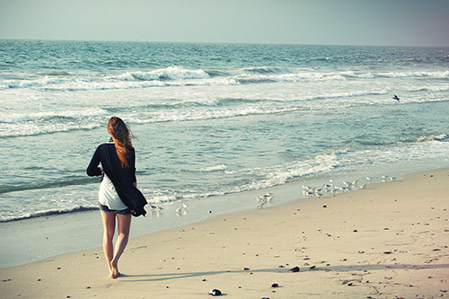 500 Woman Walk Beach 1