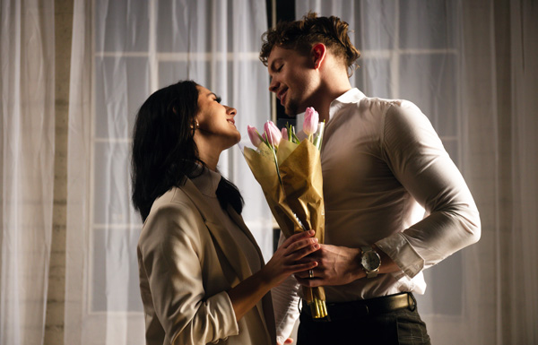 the Secret to Relationships. Intentional kindness. man giving flowers to his partner. the Secret to Relationships. Intentional kindness. man giving flowers to his partner.