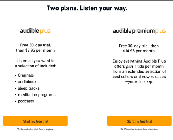 600 Audible pricing