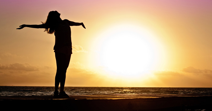 Woman gathering theta brainwaves sunrise. Woman gathering theta brainwaves sunrise.