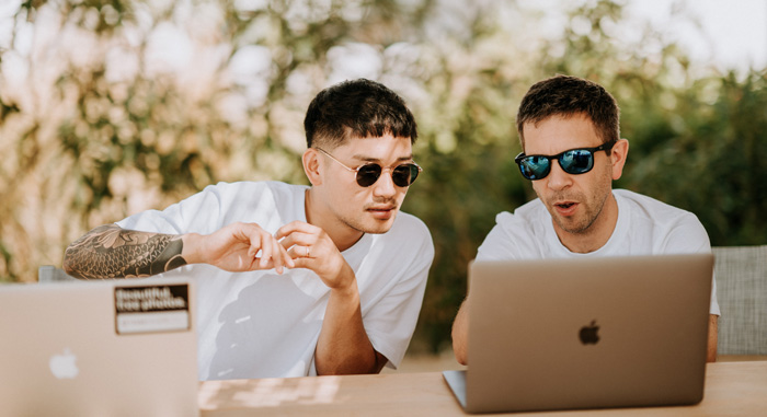 Two Gen Z young men seeking success with theta waves.