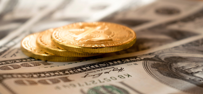 Wealth manifestation gold coins and hundred dollar bills.