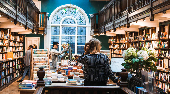 Very nice bookstore. Amazon Audible has many titles.